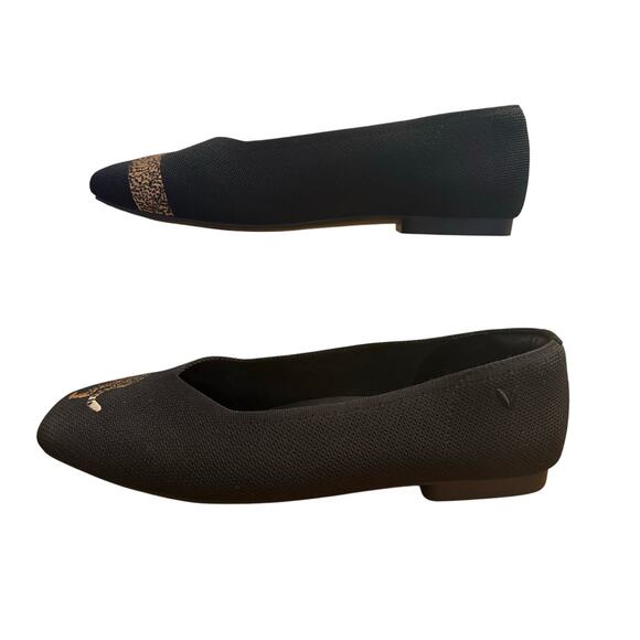 Vivaia Margot Square Toe V-Cut Flats Women’s 41.5 10 Black Cheetah Comfort Knit - Picture 4 of 6